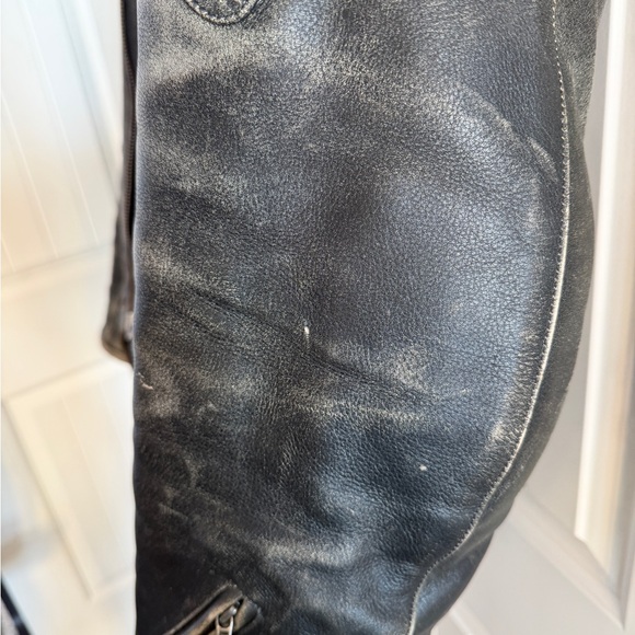 Men's Vintage Teknic Distressed Brown Leather Biker Jacket with Armor 2 XL - Picture 8 of 14